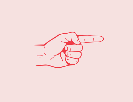 A drawing of a hand pointing to the right with its index finger