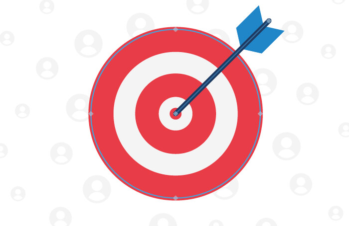 Arrow at centre of target to illustrate audience targeting.