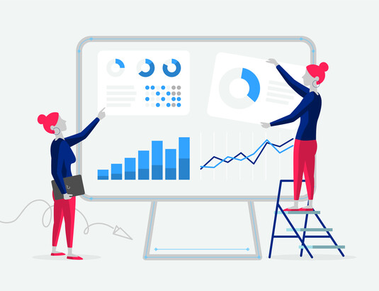 Two women making changes to an SEO plan.